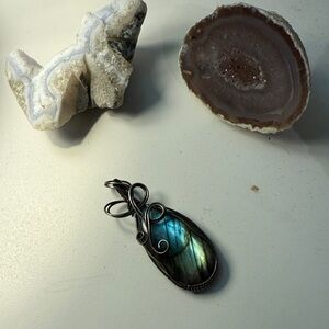 One of a kind wire wrapped Labradorite pendant